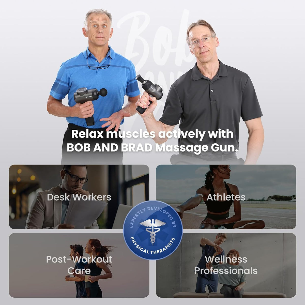 BOB AND BRAD C2 Massage Gun, Deep Tissue Percussion Massager Gun, Muscle Massager with 5 Speeds and 5 Heads