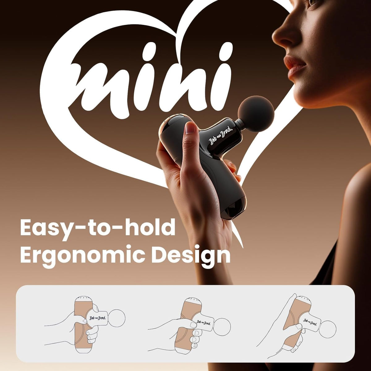 BOB AND BRAD Q2 Pro Mini Massage Gun with Heat and Cold, Pocket-Sized Deep Tissue Massager, Portable Percussion Muscle Massager Gun