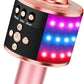 BONAOK Karaoke Microphone for Kids & Adults - Bluetooth Microphones Singing Mic with Disco Lights, Echo Effect (Rose Gold)