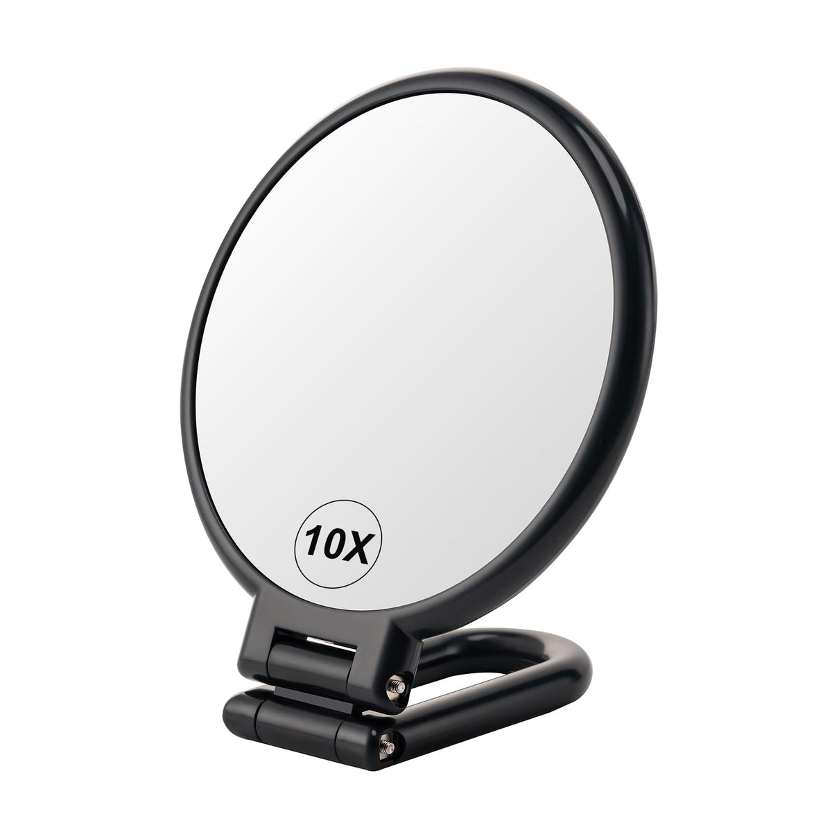 BOOMIBOO 1X/10X Magnifying Handheld Mirror Double Sided, Foldable Travel Makeup Mirror, Adjustable Rotation Pedestal Hand/Hanging/Desk Vanity