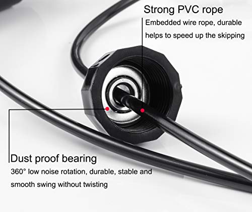 BOOMIBOO Jump Rope, Adjustable Jump Ropes, Skipping Rope Tangle-Free Rapid Speed with Ball Bearings for Women Men Kids