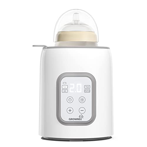 Bottle Warmer, Grownsy 8-in-1 Fast Baby Bottle Warmer with Timer, Safe for Breastmilk Nutrients, Accurate Temperature Control, with Defrost