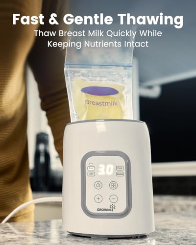 Bottle Warmer, Grownsy 8-in-1 Fast Baby Bottle Warmer with Timer, Safe for Breastmilk Nutrients, Accurate Temperature Control, with Defrost