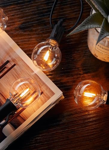 Brightown 25 Pack G40 LED String Light Replacement Bulbs - E12 Base, 2200K Warm White, Shatterproof Plastic, Waterproof