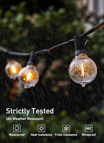 Brightown 25 Pack G40 LED String Light Replacement Bulbs - E12 Base, 2200K Warm White, Shatterproof Plastic, Waterproof