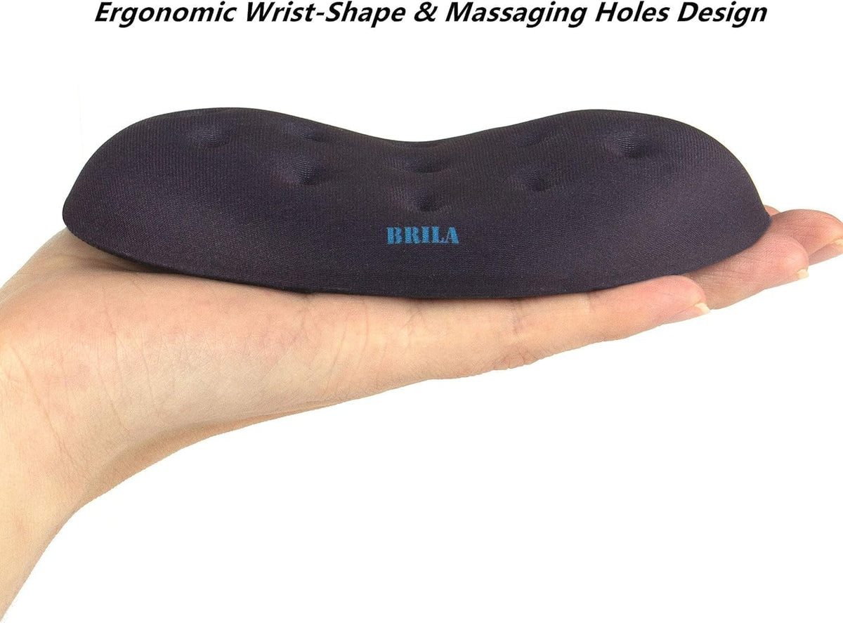 BRILA Ergonomic Memory Foam Mouse Wrist Rest Support Pad Cushion for Computer, Laptop, Office Work, PC Gaming (Black Mouse Wrist Rest)