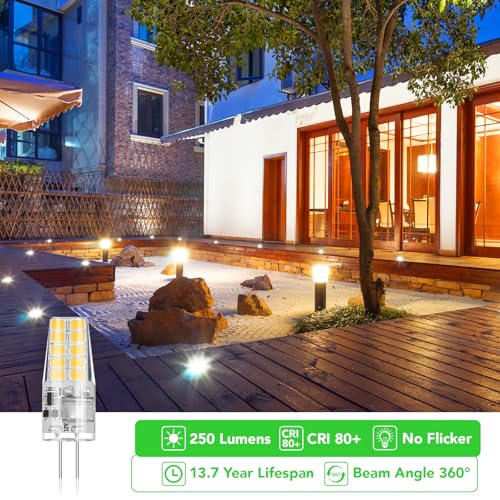 BUBO 10 Pack G4 LED Bulb 2W Equivalent 30W 3000K Warm White 250 Lumens 360°Beam Angle, T3 Halogen Bulb Replacement Landscape Bulbs