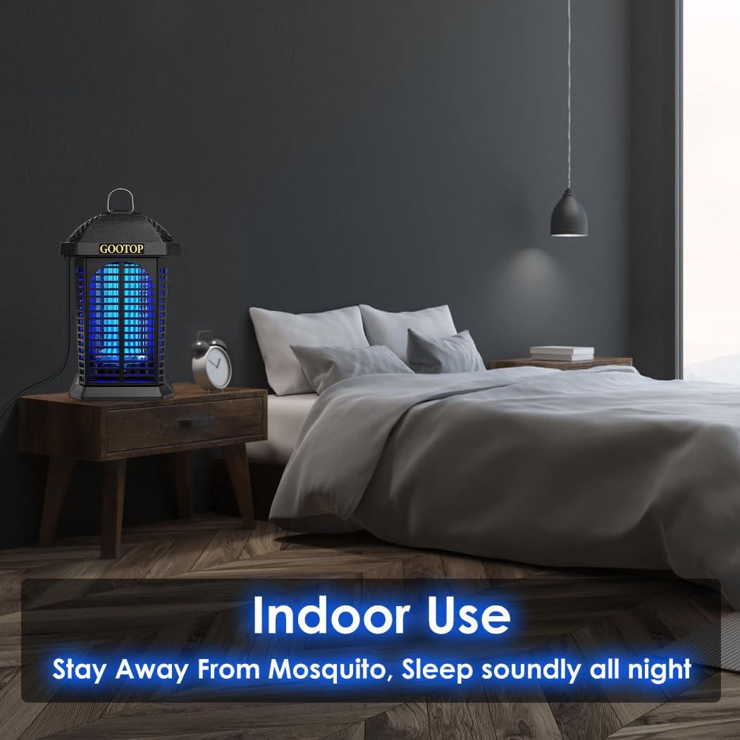 Bug Zapper Outdoor, 4200V Electric Mosquito Zapper, Bug Zapper Outdoor, Fly Traps, Fly Zapper, Mosquito Killer Indoor 3 Prong Plug, 90-130V