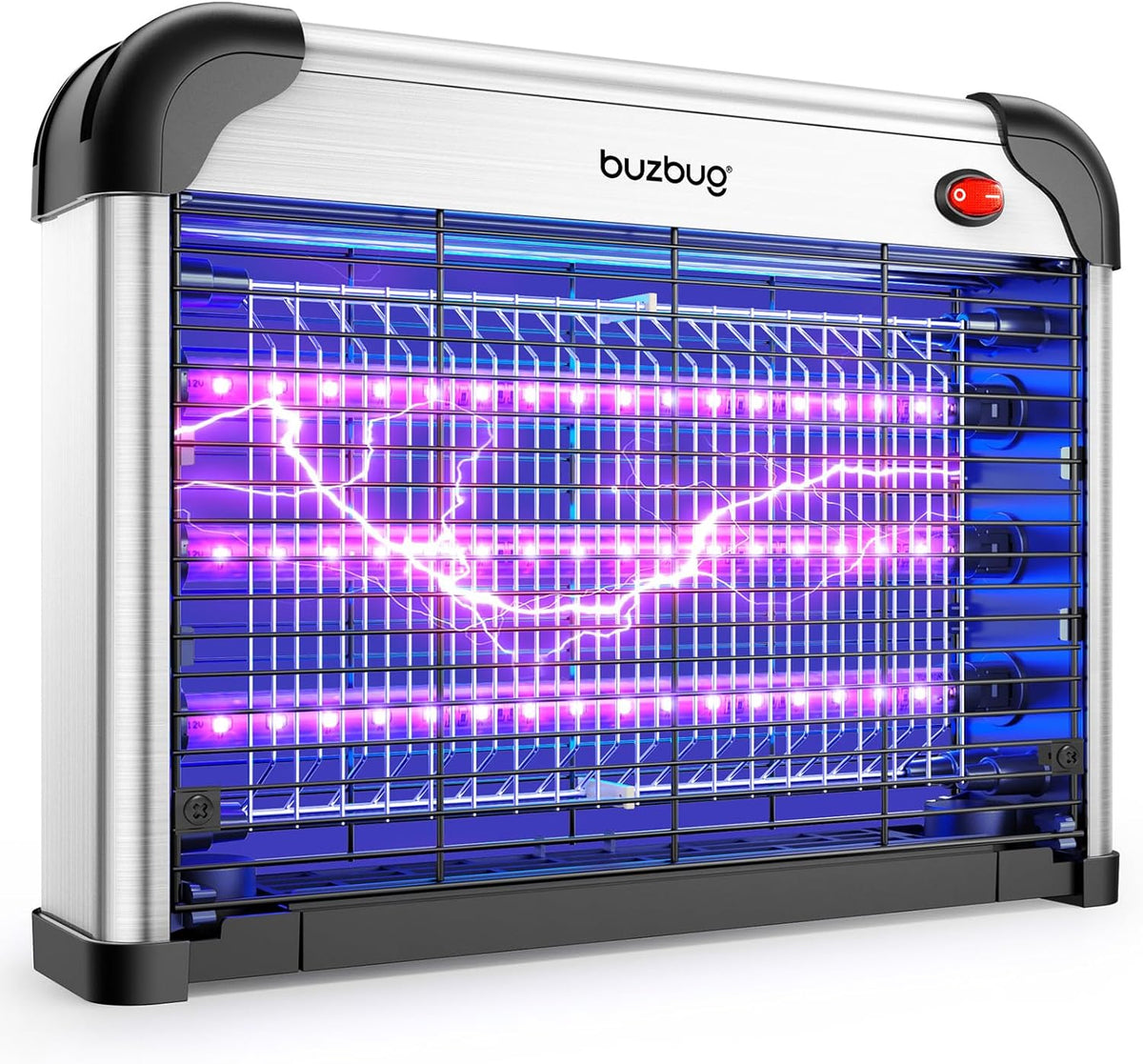 Buzbug LED Bug Zapper Indoor, 3 Efficient 50000H LED Bulbs, Energy Saving & Dual Band Attraction, High-Voltage Electric Mosquito Zapper