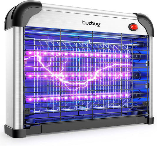 Buzbug LED Bug Zapper Indoor, 3 Efficient 50000H LED Bulbs, Energy Saving & Dual Band Attraction, High-Voltage Electric Mosquito Zapper