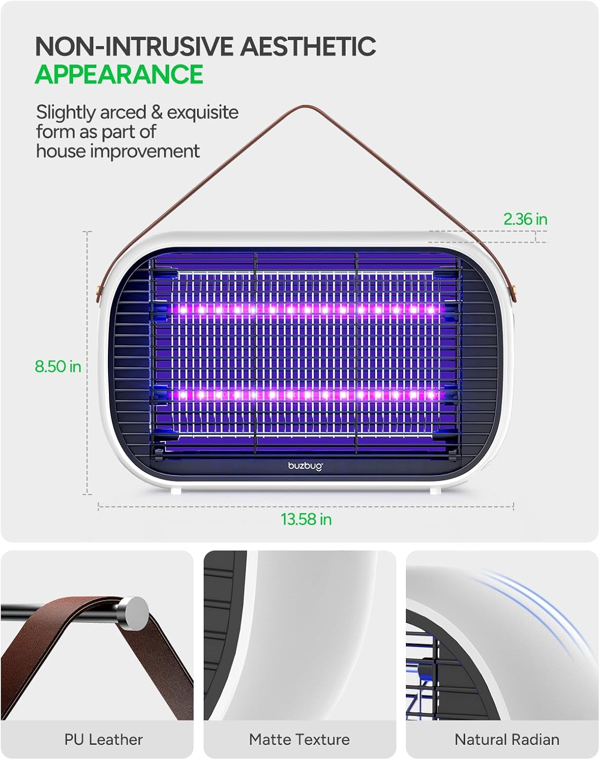 Buzbug LED Bug Zapper Indoor, LED Bulbs Up to 50,000 Hours, Sustainable Less Power, Durable High-Voltage Electric Mosquito Zapper