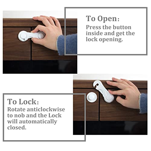 Cabinet Door Locks for Baby Proofing and Child Safety, 4 Pack Childproof Cabinet Locks with Adhesive for Drawer Cupboards Fridge Closet (White-4PCS)