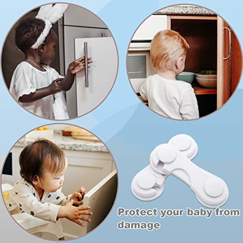 Cabinet Door Locks for Baby Proofing and Child Safety, 4 Pack Childproof Cabinet Locks with Adhesive for Drawer Cupboards Fridge Closet (White-4PCS)