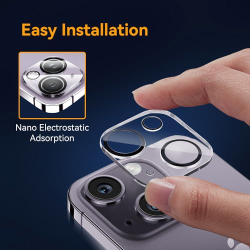 Camera Lens Protector for iPhone 15 / iPhone 14 6.1" & iPhone 15 Plus/iPhone 14 Plus 6.7", 9H Tempered Glass, Ultra HD, Scratch Resistance Easy