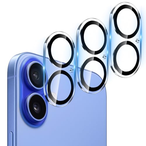 Camera Lens Protector for iPhone 16 and 16 Plus 3 Pack, Tempered Glass, Ultra HD, 9H Hardness, Anti-Scratch, Case Friendly, Easy to Install