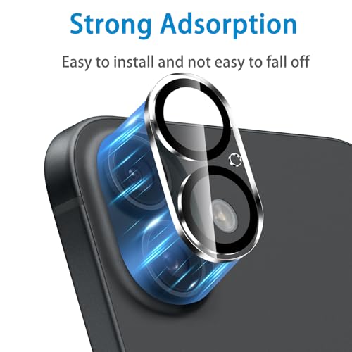 Camera Lens Protector for iPhone 16 and 16 Plus 3 Pack, Tempered Glass, Ultra HD, 9H Hardness, Anti-Scratch, Case Friendly, Easy to Install