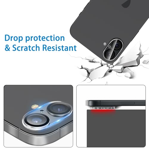 Camera Lens Protector for iPhone 16 and 16 Plus 3 Pack, Tempered Glass, Ultra HD, 9H Hardness, Anti-Scratch, Case Friendly, Easy to Install