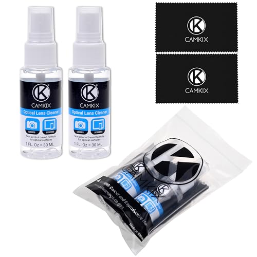 Camkix Lens and Screen Cleaning Kit - 2X Cleaning Spray 2X Microfiber Cloth - Perfect to Clean The Lens of Your DSLR and Compatible with Your Camera