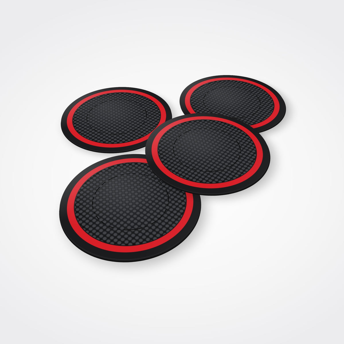 Car Cup Holder Coasters 4 Pack – Non-Slip 2.75" Anti-Spill Inserts, Black/Red