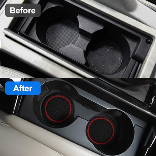 Car Cup Holder Coasters 4 Pack – Non-Slip 2.75" Anti-Spill Inserts, Black/Red
