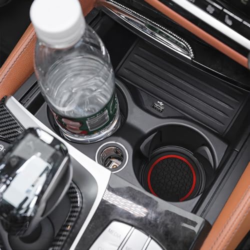 Car Cup Holder Coasters 4 Pack – Non-Slip 2.75" Anti-Spill Inserts, Black/Red