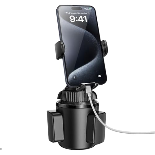 APPS2Car Universal Car Cup Phone Holder | Quick Extension Long Arm | 360° Swivel | Adjustable for iPhone, Samsung, Google, and All Smartphones