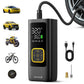 Car Tire Inflator Portable Air Compressor - Lamicall, 4X Faster, 150 PSI, Bike Air Pump, Rechargeable Battery, Pressure Gauge Display, LED Light
