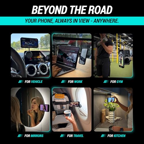 CARMOUNT Clutch-X™ Black - Upgraded Vacuum Phone Mount Suction Cup Car Phone Holder for iPhone, Window Phone Mount, 360° Vacuum Magnetic Phone Holder