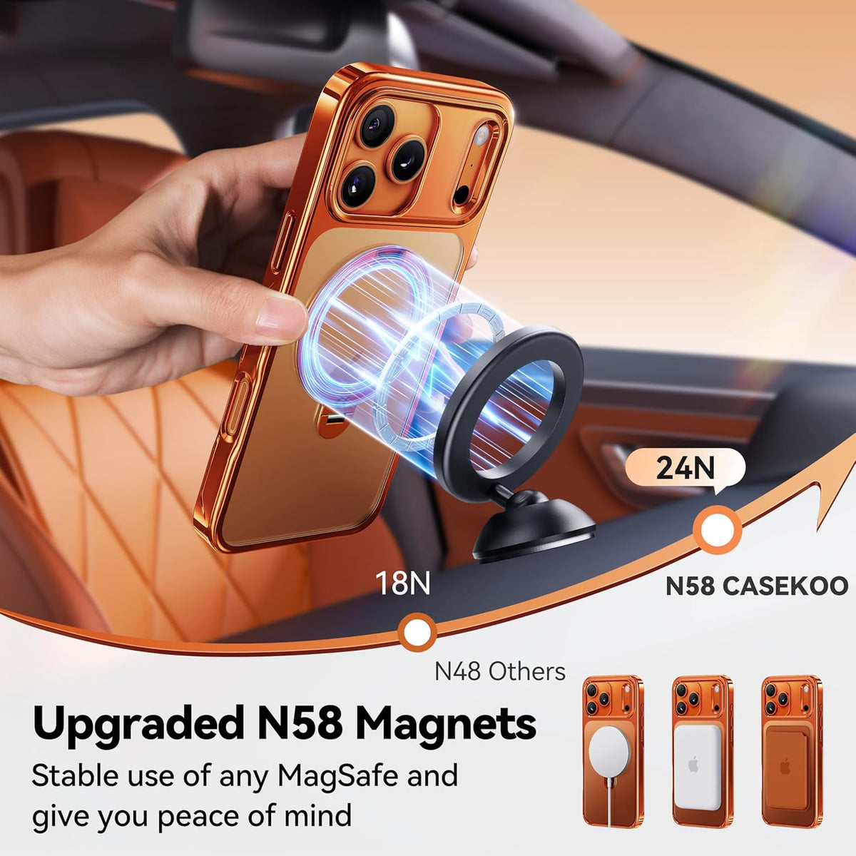 CASEKOO 360 Spin Magnetic Stand for iPhone 17 Pro Max Case, Fit for MagSafe, 17FT Drop Protection
