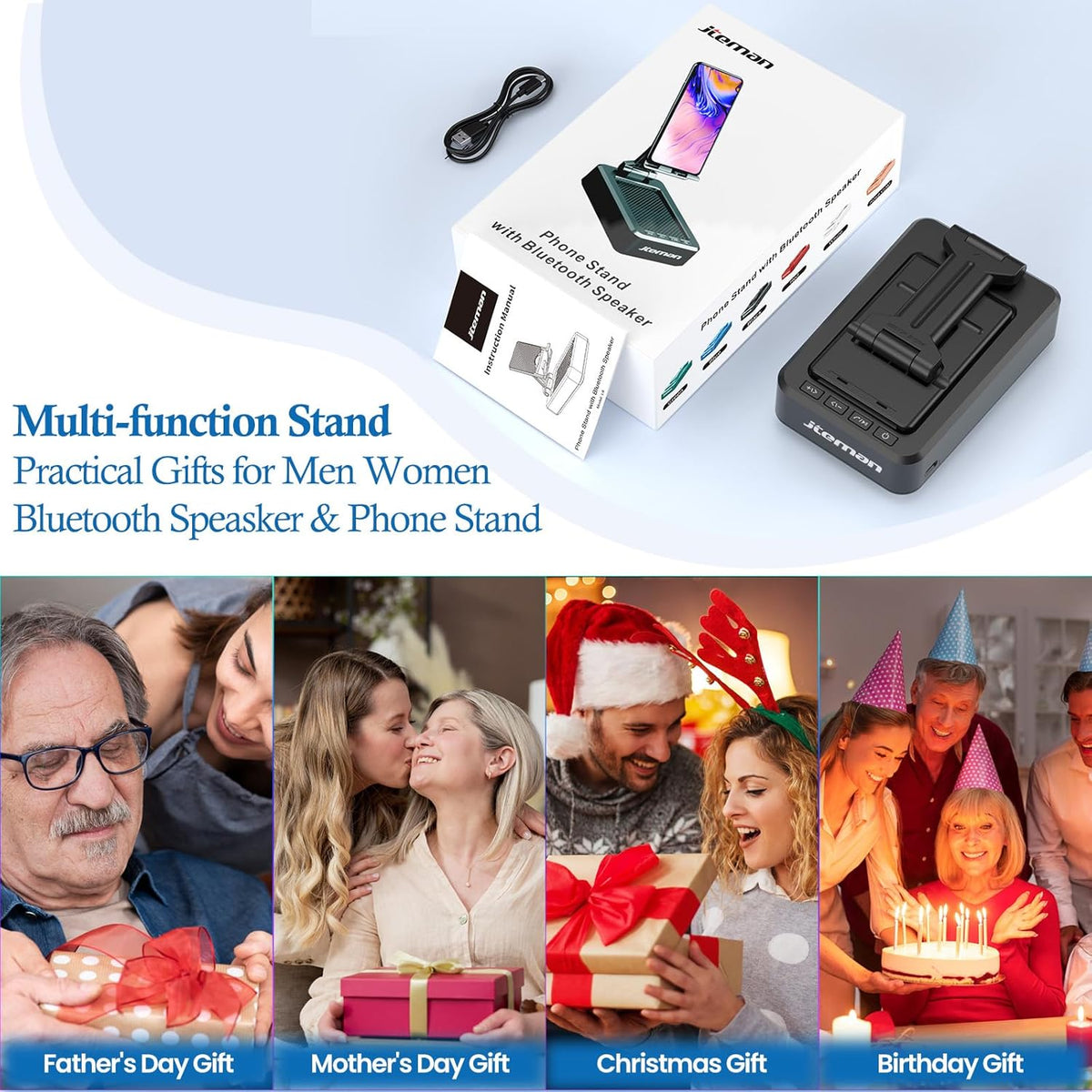 Cell Phone Stand with Wireless Bluetooth Speaker and Anti-Slip Base HD Surround Sound Perfect for Home and Outdoors with Bluetooth Speaker for Desk