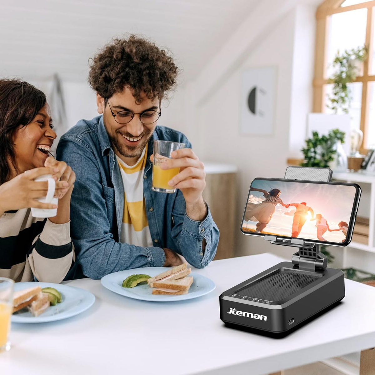 Cell Phone Stand with Wireless Bluetooth Speaker and Anti-Slip Base HD Surround Sound Perfect for Home and Outdoors with Bluetooth Speaker for Desk