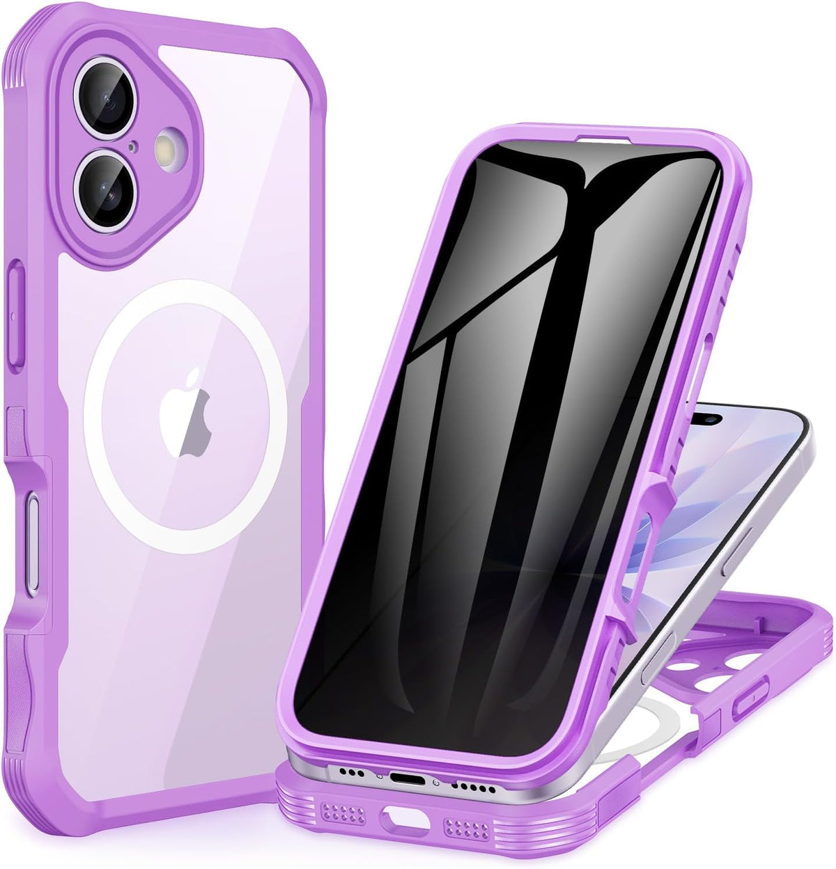 CENHUFO Magnetic Privacy for iPhone 17 Case, Compatible with Magsafe, Full Body Phone Case Built-in 9H Tempered Glass Privacy Screen Protector Camera