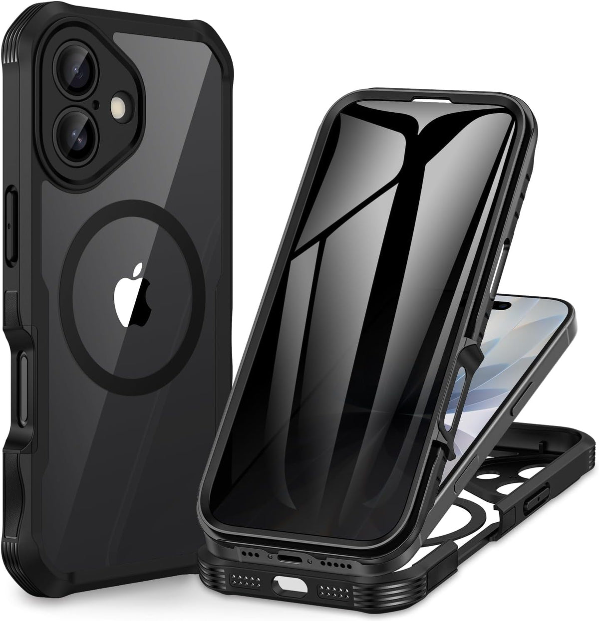CENHUFO Magnetic Privacy for iPhone 17 Case, Compatible with Magsafe, Full Body Phone Case Built-in 9H Tempered Glass Privacy Screen Protector (Black)