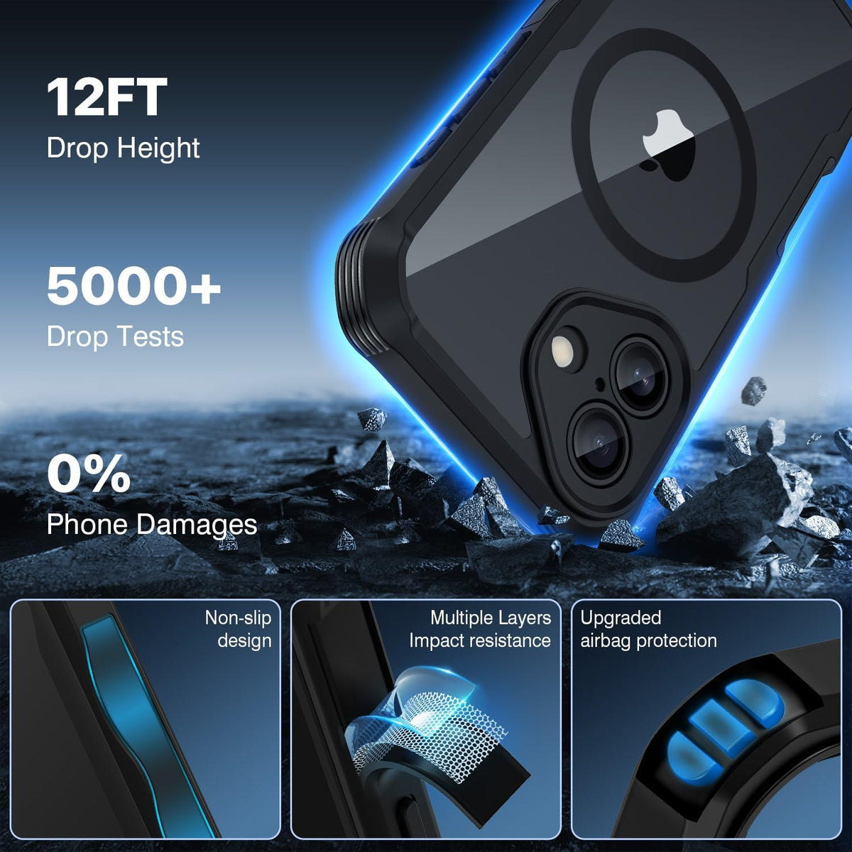 CENHUFO Magnetic Privacy for iPhone 17 Case, Compatible with Magsafe, Full Body Phone Case Built-in 9H Tempered Glass Privacy Screen Protector (Black)