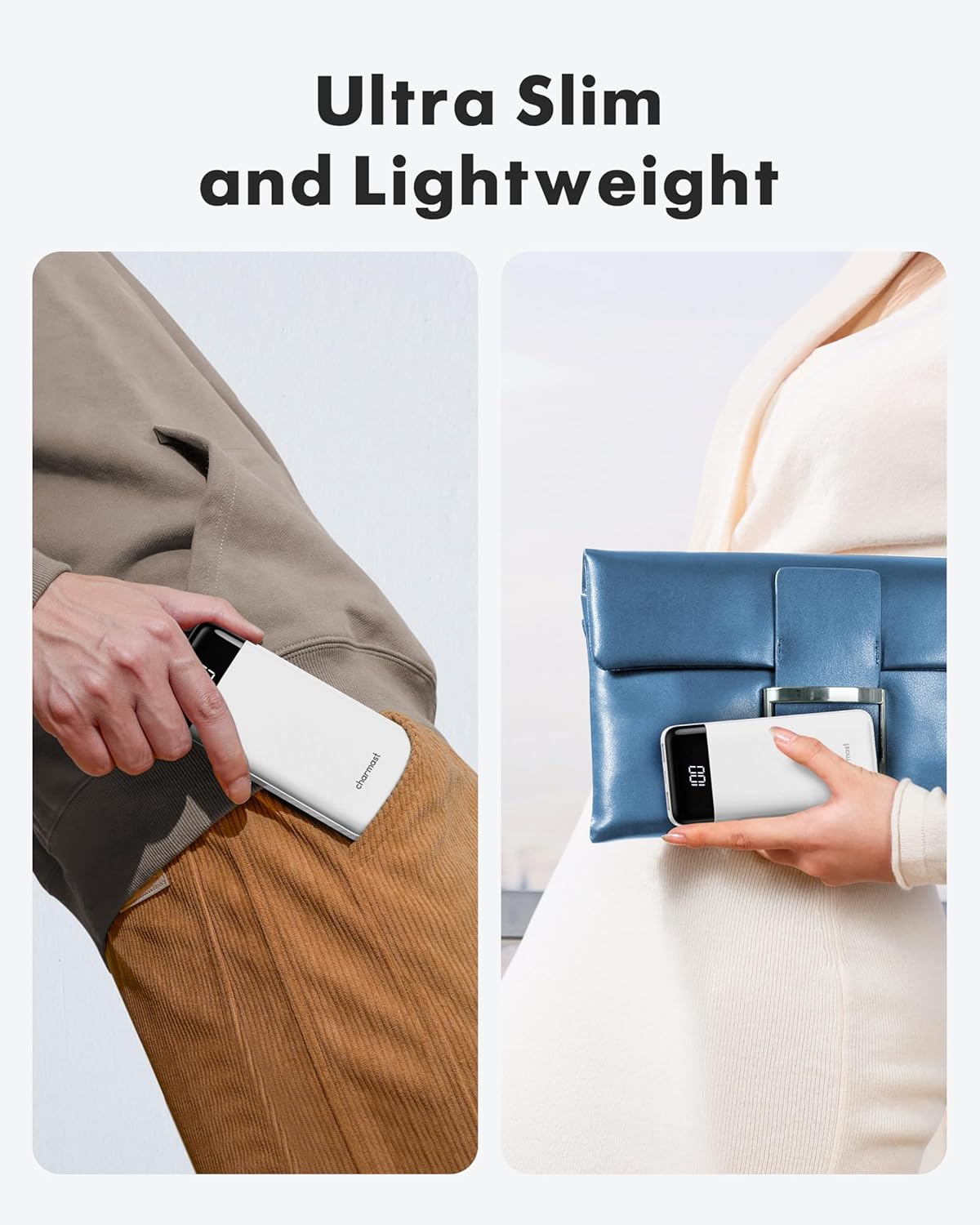 Charmast Portable Charger with Built in Cables, Power Bank with Cords Wires, Slim 10000mAh Travel Battery Pack 6 Outputs 3 Inputs 3A Fast Charging