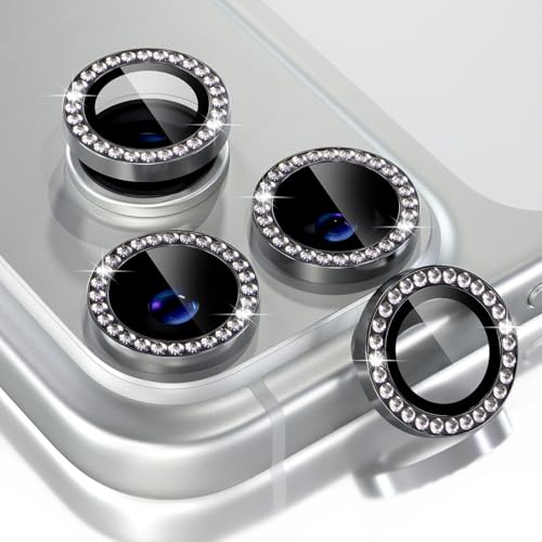 Choiche Compatible for iPhone 17 Pro/iPhone 17 Pro Max Camera Lens Protector Bling, 9H Tempered Glass Camera Cover Screen Protector (Diamond-Black)