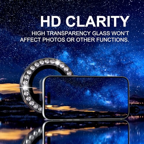 Choiche Compatible for iPhone 17 Pro/iPhone 17 Pro Max Camera Lens Protector Bling, 9H Tempered Glass Camera Cover Screen Protector (Diamond-Black)