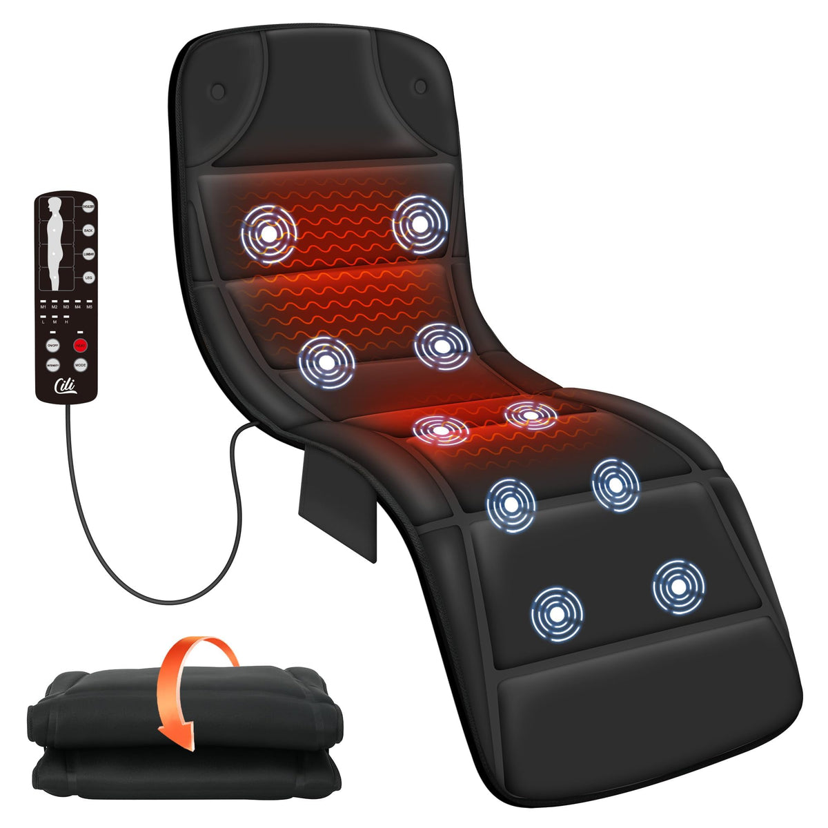 CILI Full Body Massage Mat with Heat, Vibration Back Massage Pad, Full Body Massager for Bed Chair Sofa, Massage Mattress Pad