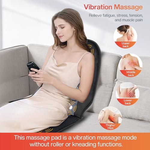 CILI Massage Chair Pad, Back Massager with Heat, Massage Seat Cushion with 10 Vibration Motors, 30-60-90 Minutes Heating Options
