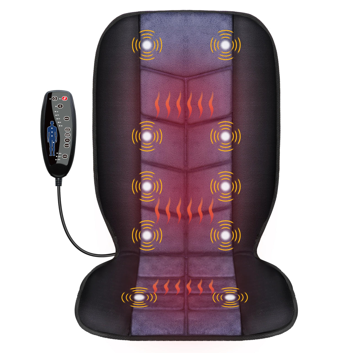 CILI Massage Chair Pad, Back Massager with Heat, Massage Seat Cushion with 10 Vibration Motors, 30-60-90 Minutes Heating Options