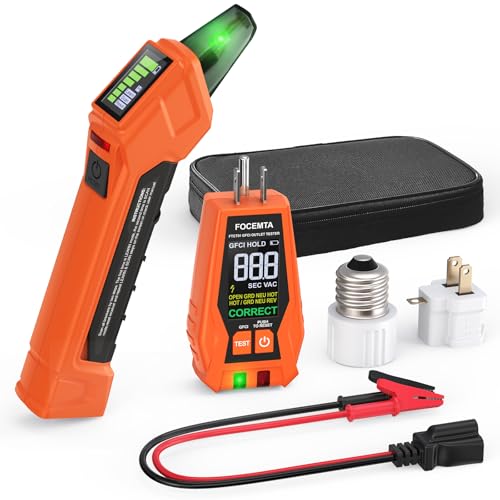 Circuit Breaker Finder Kit with GFCI Outlet Tester for 90-135V AC Circuits, includes Light Socket Adapter, 3-2 Prong Grounding Adapter & Clip adapter