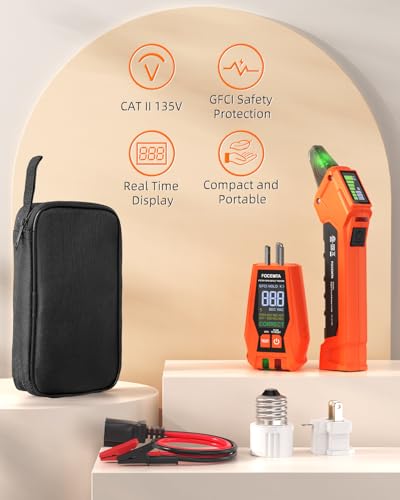 Circuit Breaker Finder Kit with GFCI Outlet Tester for 90-135V AC Circuits, includes Light Socket Adapter, 3-2 Prong Grounding Adapter & Clip adapter