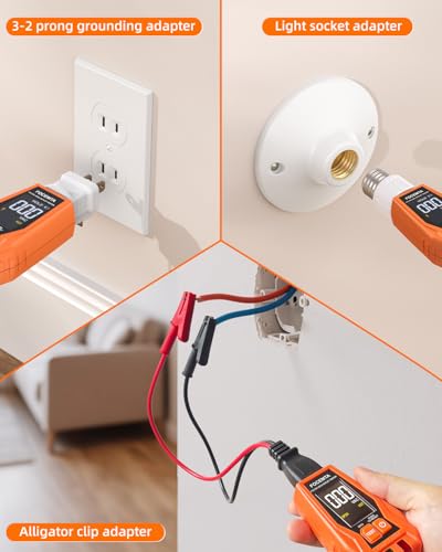 Circuit Breaker Finder Kit with GFCI Outlet Tester for 90-135V AC Circuits, includes Light Socket Adapter, 3-2 Prong Grounding Adapter & Clip adapter