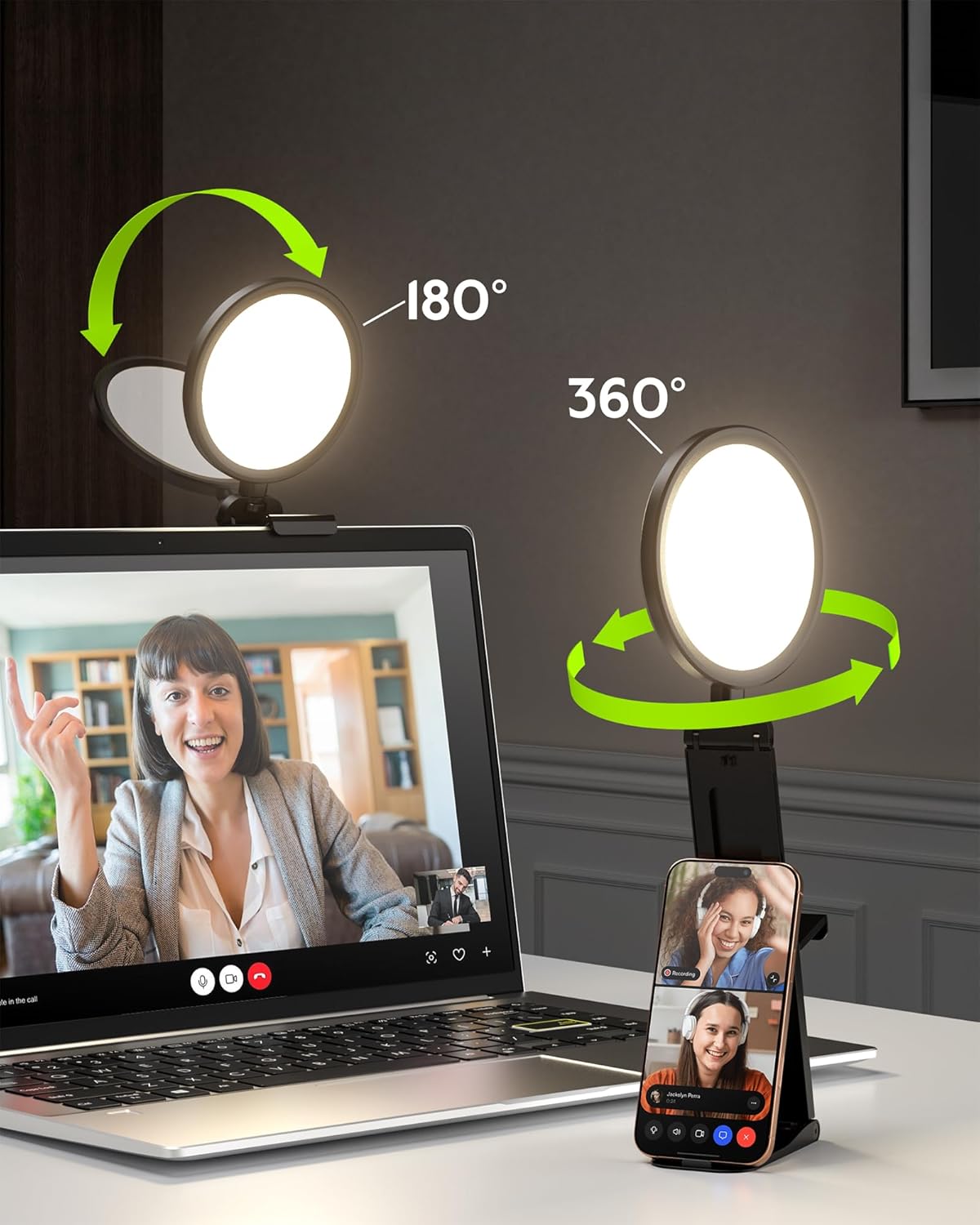 Computer Zoom Lighting for Video Conference, 5" Eye-Caring Ring Light with 50 Modes CRI>97.8, 3000K-6500K for Video Recording/Streaming/Selfie