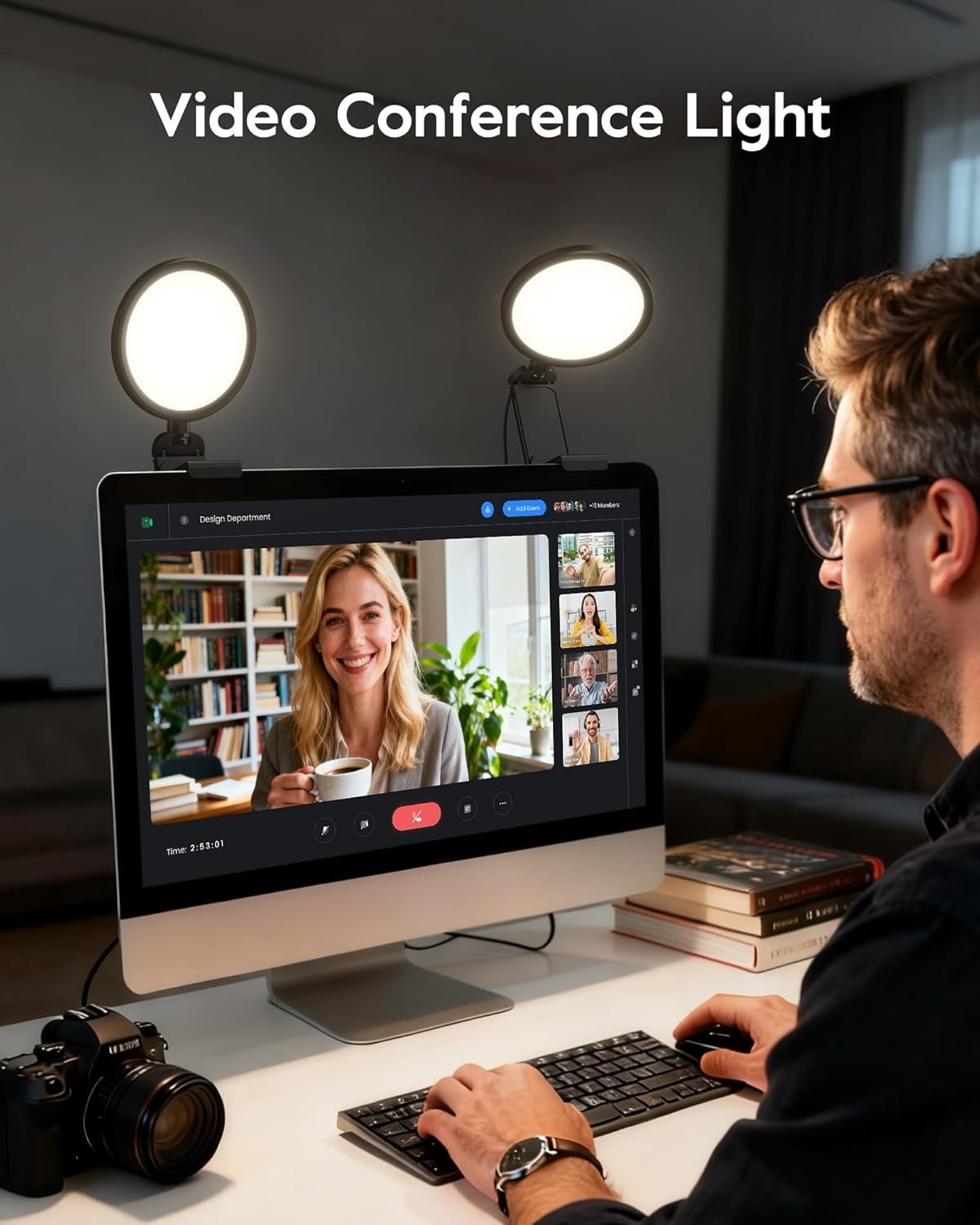 Computer Zoom Lighting for Video Conference, 5" Eye-Caring Ring Light with 50 Modes CRI>97.8, 3000K-6500K for Video Recording/Streaming/Selfie