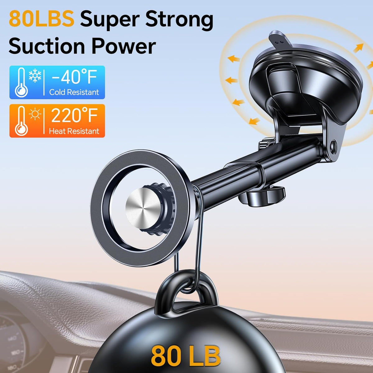Coolpow for MagSafe Car Mount, Windshield+Vent+Dash, Magnetic Phone Holder for Car Phone Holder Mount Cell Phone Holders
