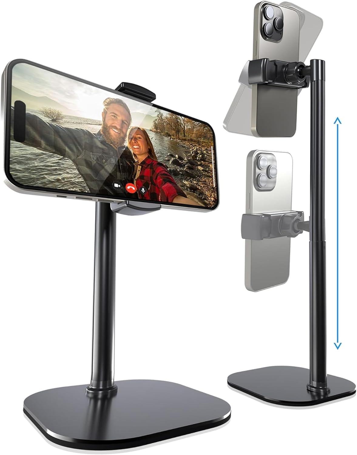 COOPER ChatStand, Adjustable Cell Phone Stand for Desk, Phone Stand for Recording, iPhone Holder for Filming, Small Tripod for iPhone (Night Black)