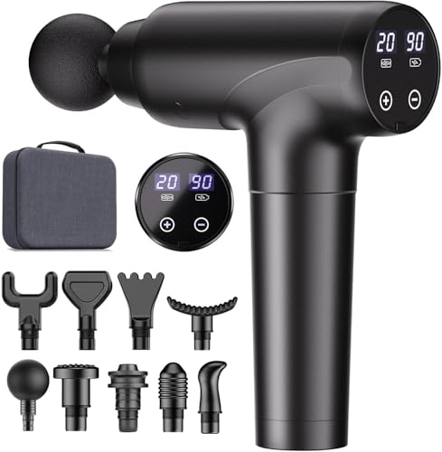 cotsoco Massage Gun Deep Tissue, Muscle Massage Gun with 9 Attachment Heads, 20 Speeds & Quiet Brushless Motor (Black)