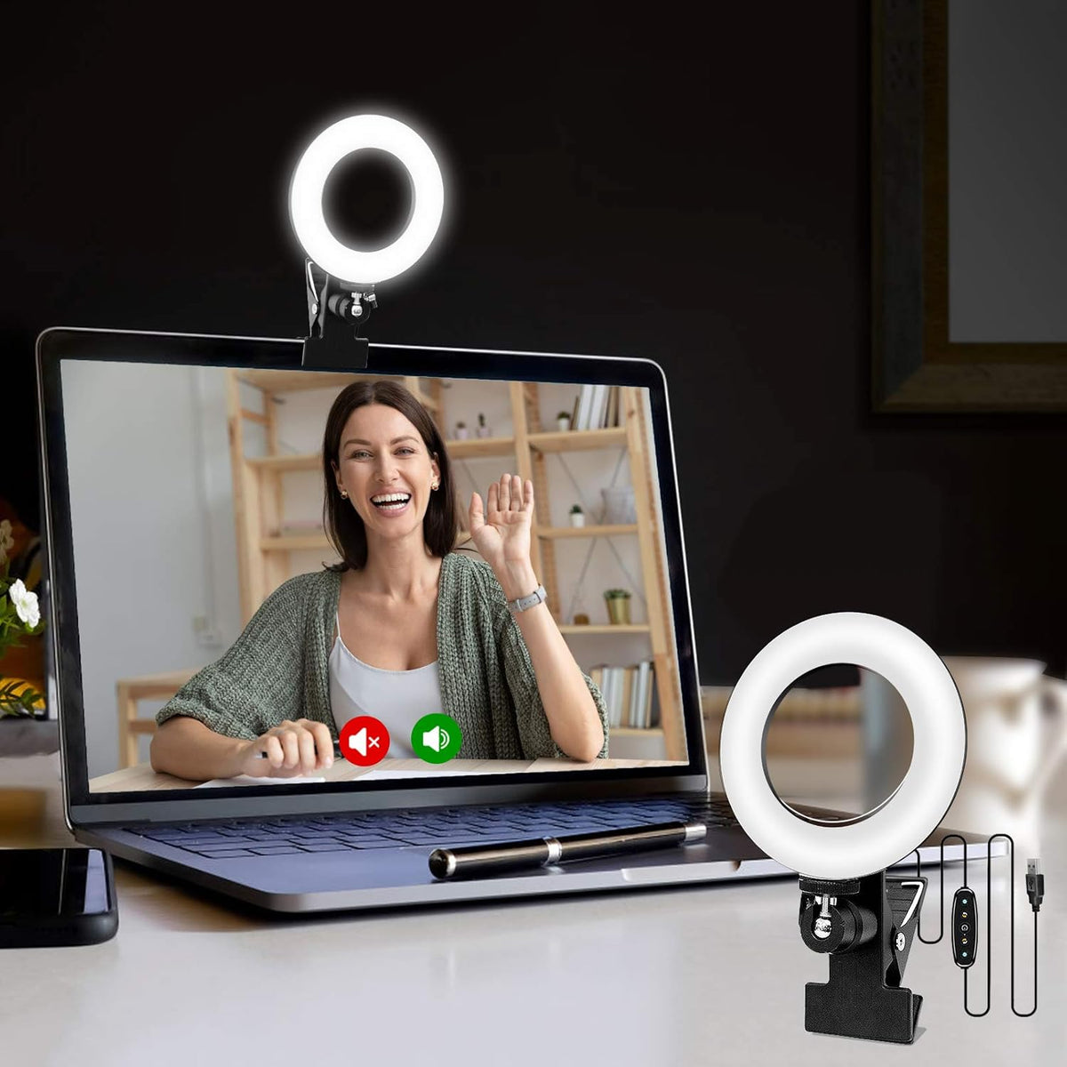 Cyezcor Video Conference Lighting Kit, Ring Light for Monitor Clip On, for Remote Working, Distance Learning, Zoom Call, Self Broadcasting