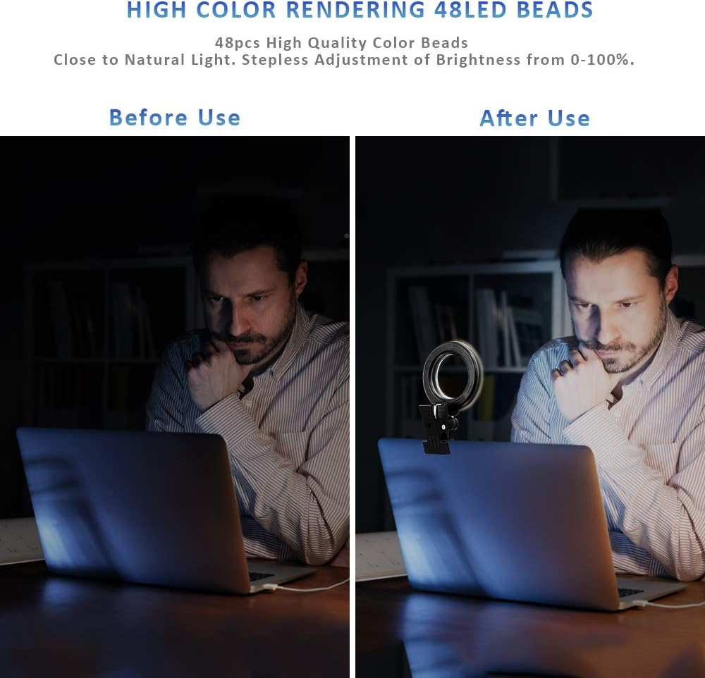 Cyezcor Video Conference Lighting Kit, Ring Light for Monitor Clip On, for Remote Working, Distance Learning, Zoom Call, Self Broadcasting